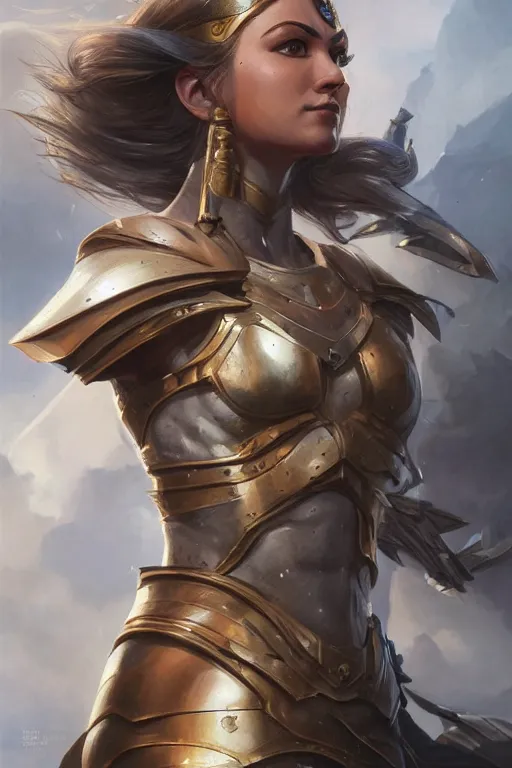 Image similar to amazon valkyrie athena, d & d, fantasy, portrait, highly detailed, headshot, digital painting, trending on artstation, concept art, sharp focus, illustration, art by artgerm and greg rutkowski and magali villeneuve