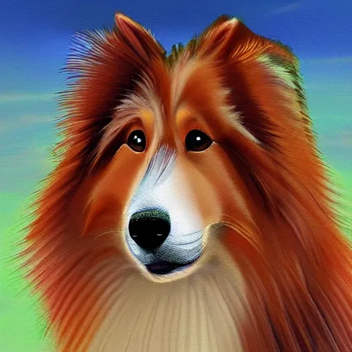 Prompt: a beautiful painting of a Rough Collie digital art high quality