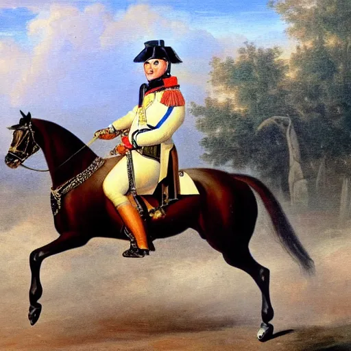 Prompt: Detailed oil painting of napoleon riding a bike