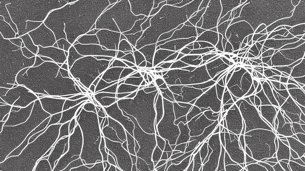 Image similar to neuron cell viewed from a scanning tunneling electron microscope, ultra high detail