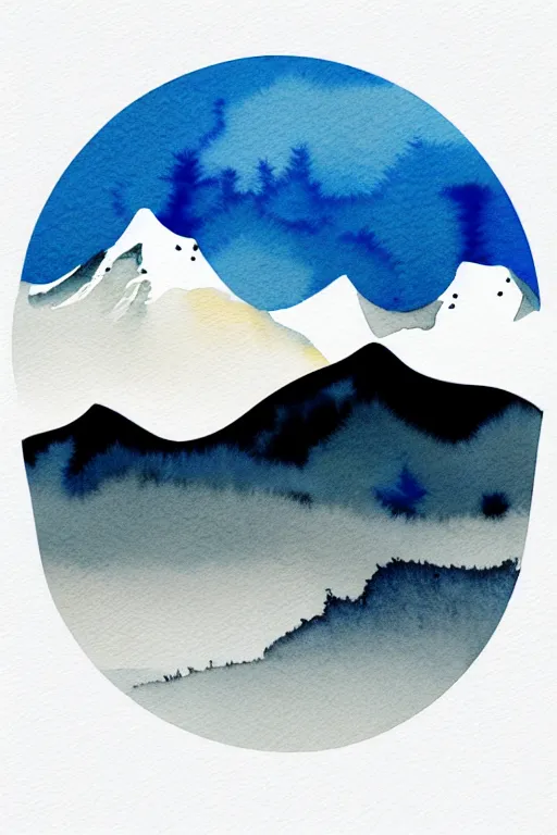 Image similar to minimalist watercolor art of the alps, illustration, vector art