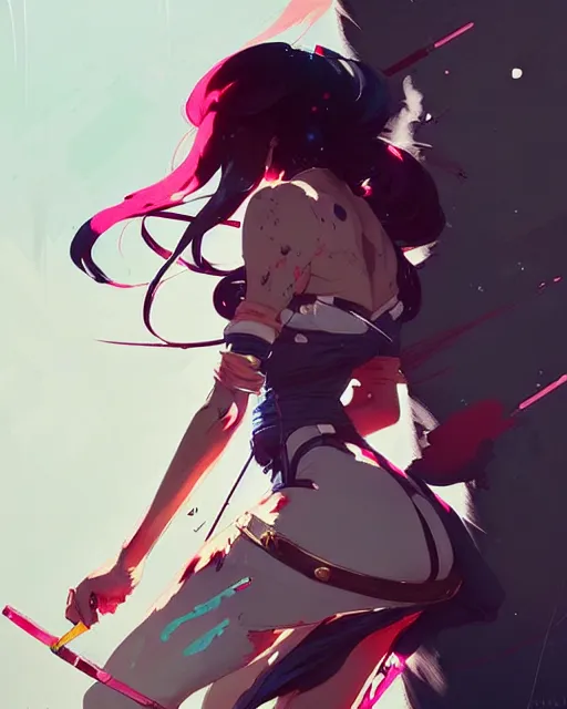 Image similar to a ultradetailed beautiful painting of a stylish battle maid, by conrad roset, greg rutkowski and makoto shinkai trending on artstation