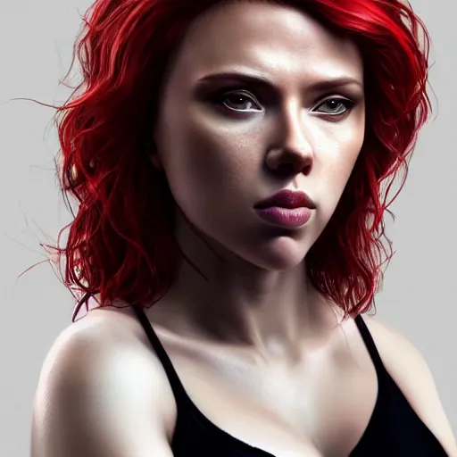 Image similar to hyperrealist black widow wearing a towel, scarlett johansson, photo realistic, dynamic lighting, artstation, poster, volumetric lighting, very detailed faces, 4 k, award winning