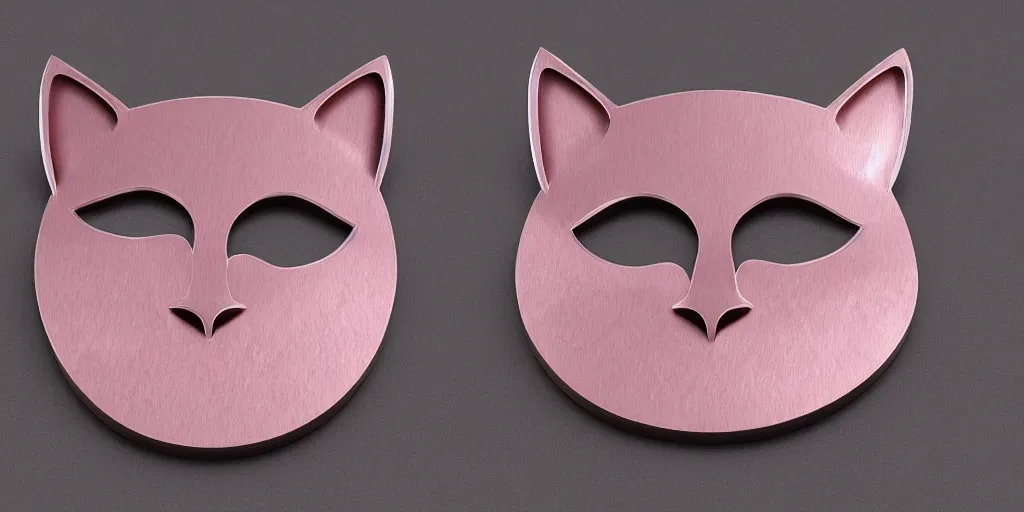 Image similar to made from steel crown is engraved with a single cat face, thin crown, pink color, luxury style, 4 k, realistic render, ultra - detailed, ultra detail