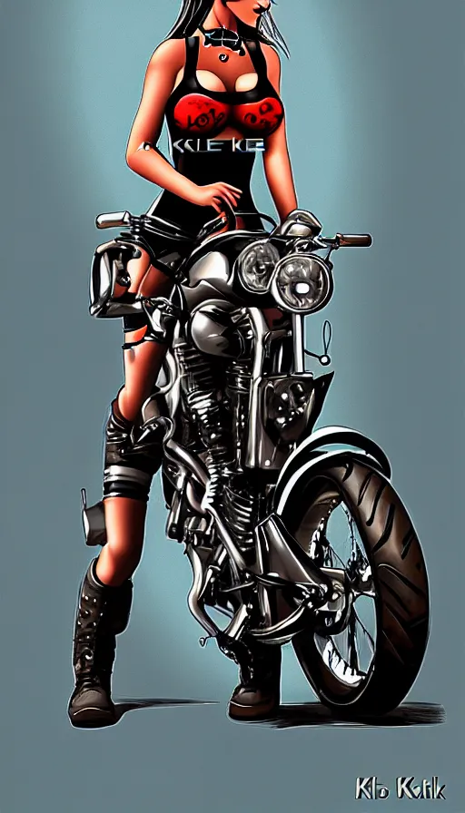 Image similar to biker girl by karl kopinski