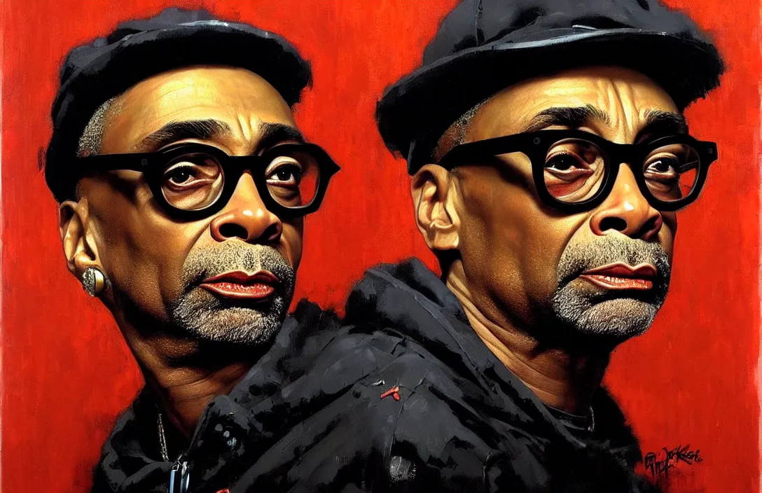 Image similar to portrait of spike lee!!!!!!!!!!!!!!!!!!!!!!!!!!!, detailed face, detailed painting, epic lighting, by ilya repin, phil hale and kent williams