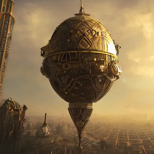 Image similar to enormous flying city!! in a gigantic faberge egg, sky!!!, steampunk, aetherpunk, fantasy art, unreal engine,