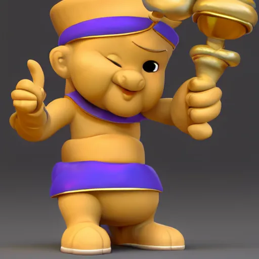 Image similar to friendly genie mascot for a website, 3 d render character art 8 k