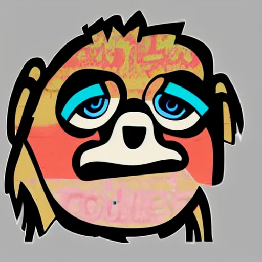 Image similar to graffiti sticker sloth design, graphic art