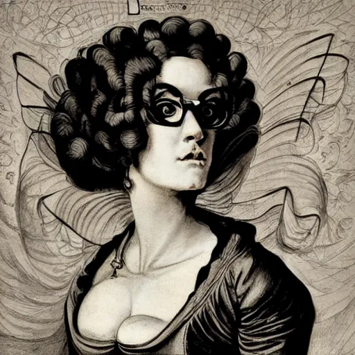 Prompt: portrait of bayonetta by goya and escher and hogarth, illusion surreal art, highly conceptual figurative art, intricate detailed illustration, controversial poster art, polish poster art, geometrical drawings, no blur