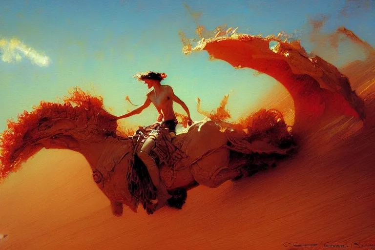 Image similar to desertwave, painting by gaston bussiere, craig mullins