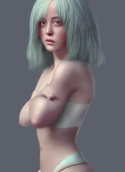 Image similar to beautiful portrait jena malone, beautiful girl, beautiful body, tranding by artstation, character artist, 8 1 5, mature content, zbrush, maya, substance 3 d painter, art by huaishen j, 2 d 3 d concept artist