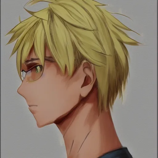 Prompt: portrait of an alpha male blond anime character, ultra realistic brush painting, profile picture