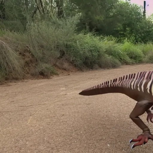 Image similar to still from a velociraptor's vlog