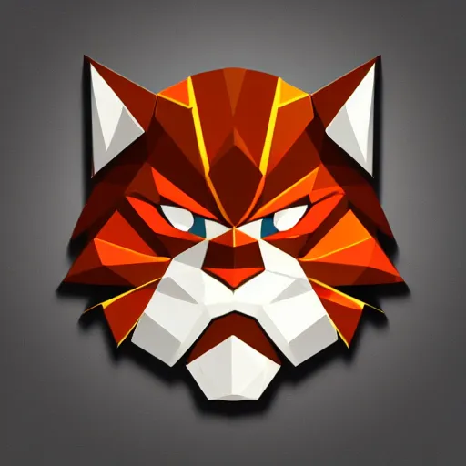 Prompt: a vector logo of rengar from league of legends, low poly,