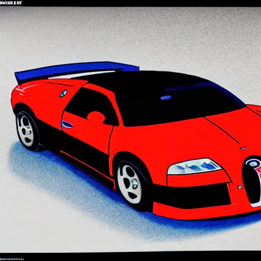 Prompt: Bugatti EB110, cartoonish, cartoon,