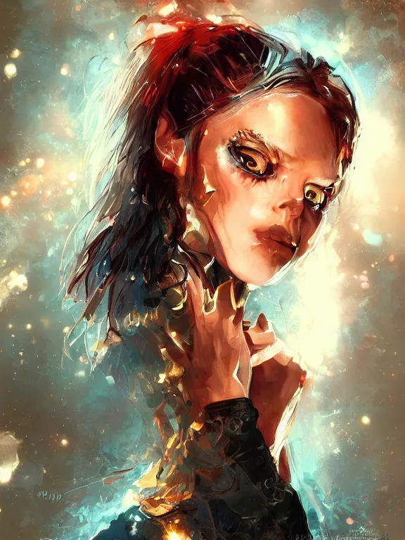 Image similar to digital illustration of a girl with eyes that burn like cigarettes wearing a short skirt and a long jacket with fingernails that shine like justice, dramatic lighting, photorealistic, full body shot, extreme detail, 4 k, colorful, artgerm and craig mullins, detailed face