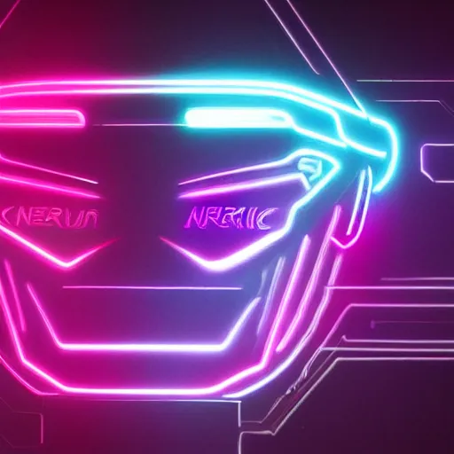 Image similar to hyper realistic neon future advertising for cyber gear