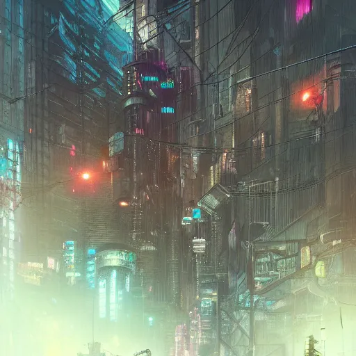 Prompt: rpg battlemap of a cyberpunk city, greg rutkowski, dramatic lighting, overhead, beautiful lighting