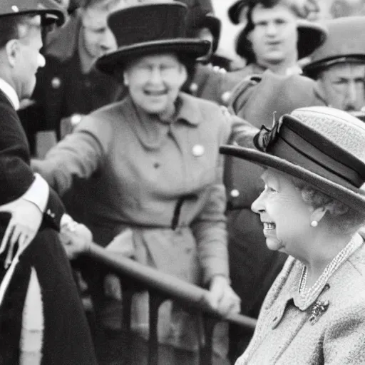 Image similar to queen elizabeth when she still looked good, directing an army