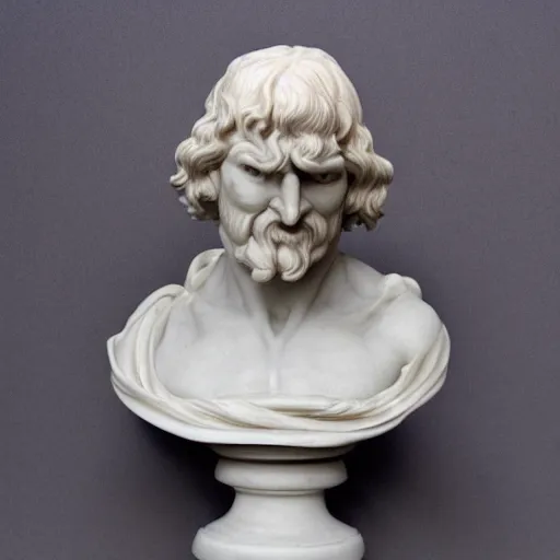 Prompt: marble bust from the devil, satan, demon