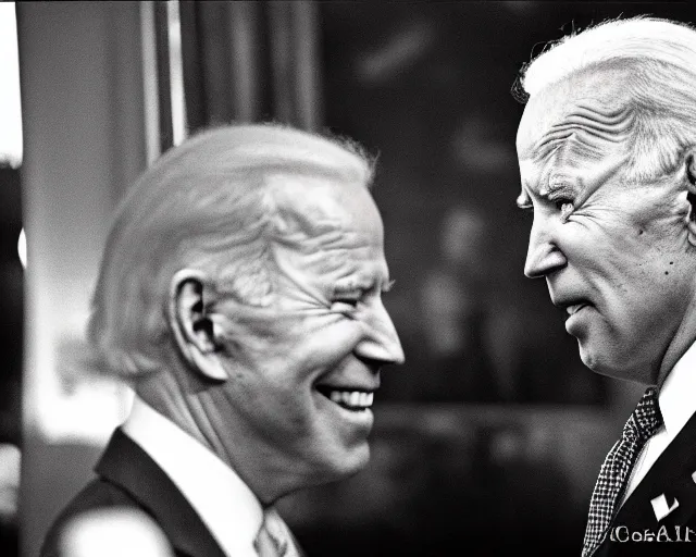 Image similar to president joe biden face to face with president joe biden, nikon 3 5 mm, photograph