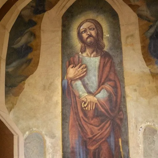 Prompt: who ruined fresco of jesus again??