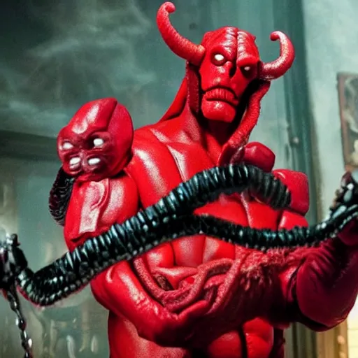 Image similar to twizzlers!!!! hellboy, movie still, high detail