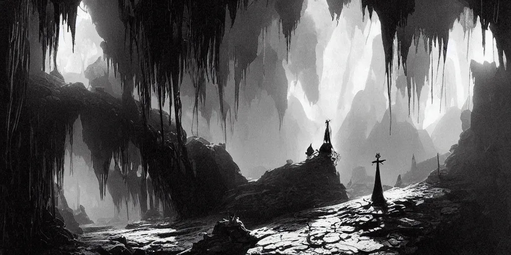 Prompt: a dead bride corpse lying in a dark cave bunad crown. radiant light, detailed and intricate environment, digital art, trending on art station kvlt by peder balke by peder balke by greg rutkowski, by guido crepax by norman bluhm by greg rutkowski mystic high contrast monochromatic noir