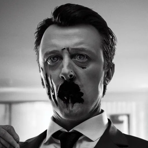 Image similar to Igor Ghirkin Strelkov as The American Psycho doing the Bateman stare, cinematic still