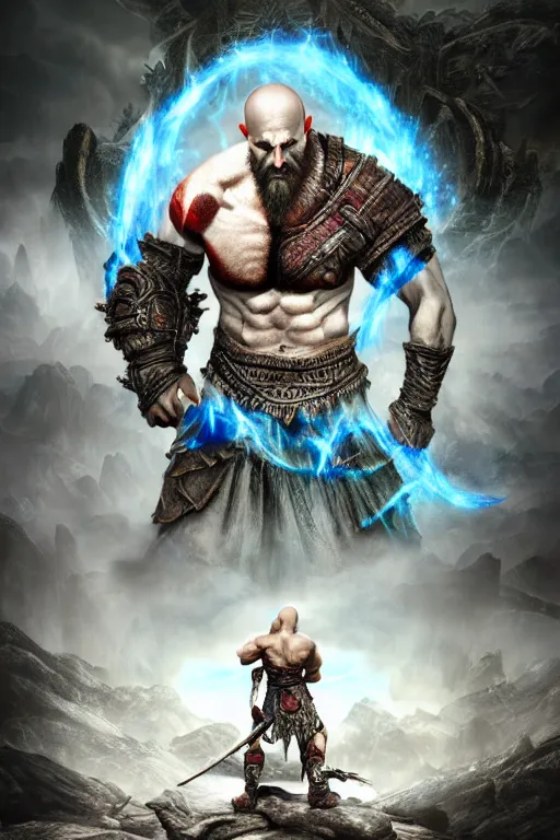 Prompt: an ultra detailed 3 d render of the kratos as an elden ring boss, epic anime fantasy, 8 k, in the style of a fantasy metal album cover and magic the gathering, volumetric lighting, smooth, highly detailed, digital illustration, octane render, art by albert bierstadt and greg rutkowsi, artstation