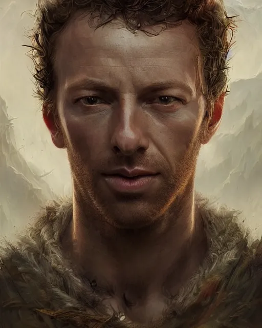 Image similar to chris martin, hyper realistic face, beautiful eyes, fantasy art, in the style of greg rutkowski, intricate, hyper detailed, smooth