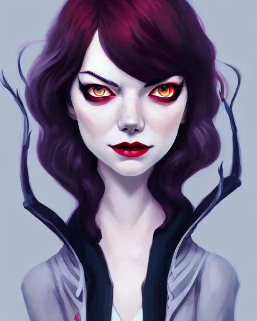 Image similar to a portrait of a beautiful full body Emma Stone vampire sharp teeth blood, art by lois van baarle and loish and ross tran and rossdraws and sam yang and samdoesarts and artgerm, digital art, highly detailed, intricate, sharp focus, Trending on Artstation HQ, deviantart, unreal engine 5, 4K UHD image