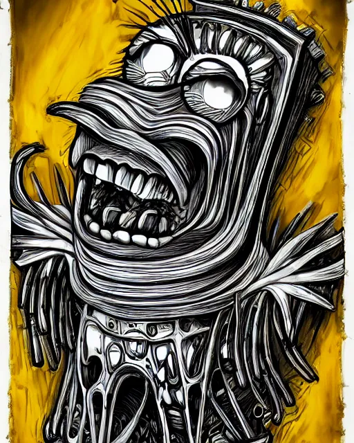 Image similar to Spongebob drawn in Giger style