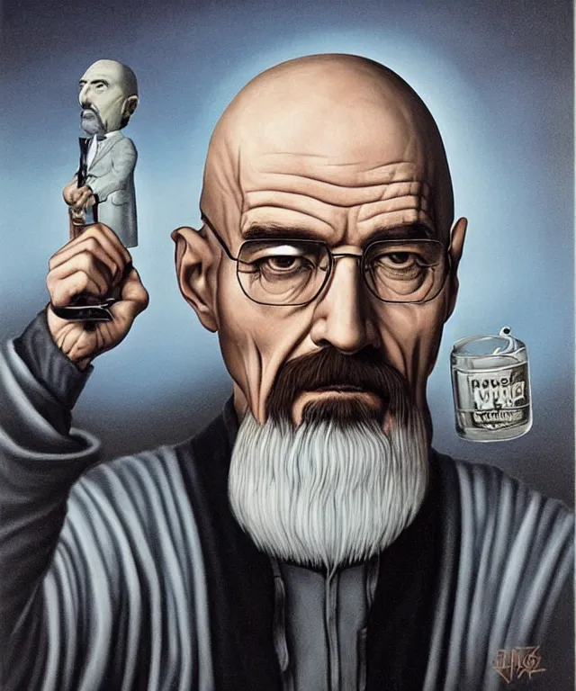 Image similar to portrait of Saruman as Walter White in Breaking Bad, lowbrow painting by Mark Ryden