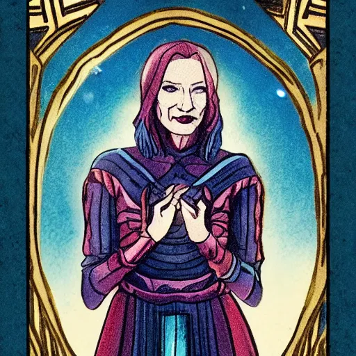 Image similar to tarot card featuring cate blanchett