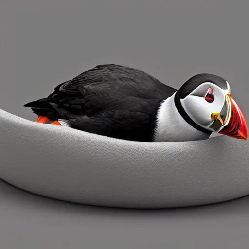 Prompt: puffin in a bed, Ultra realistic illustration, concept art, cgsociety, octane render, trending on artstation, artstationHD, artstationHQ, unreal engine, 4k, 8k --height 768