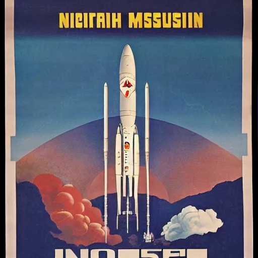 Prompt: [North Korean space mission, 1950 poster, very detailed, cinematic lighting, matte, sharp, photography]