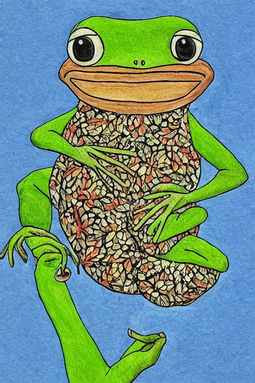 Prompt: pepe the frog, by maria sibylla merian