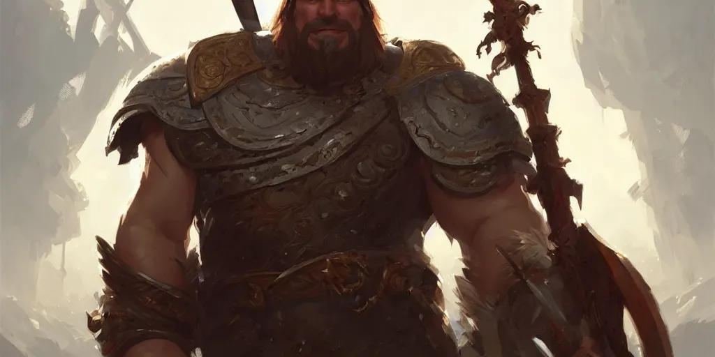 Image similar to portrait of a friendly charming formal barbarian giant noble!, imperial royal elegant clothing, elegant, rule of thirds, highly detailed, artstation, concept art, matte, sharp focus, art by greg rutkowski, cover by artgerm