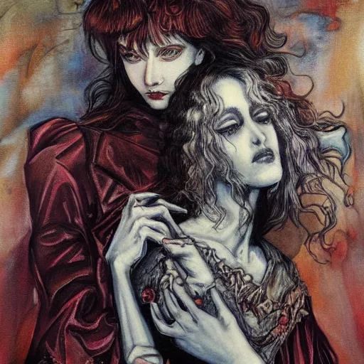 Image similar to a painting in the style of ayami kojima and in the style of charles dulac.