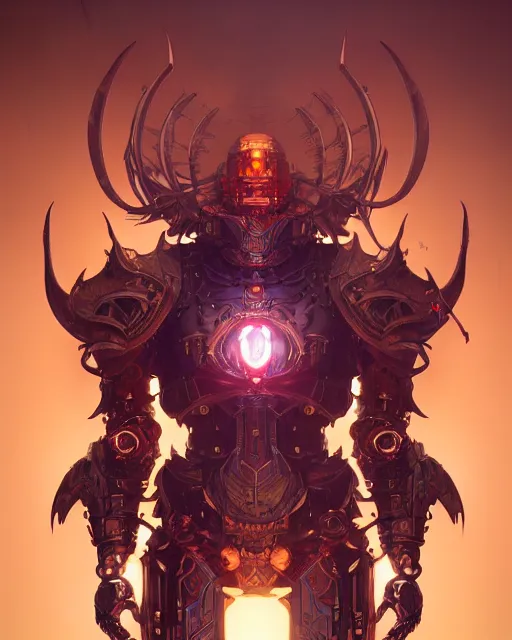 Image similar to diablo action game robot shaman by artgerm, greg rutkowski, alphonse mucha, cgsociety and beeple highly detailed, sharp focus, cinematic lighting, illustration, art, octane render, unreal engine lumen, very coherent. cinematic, hyper realism, high detail, octane render, 8 k