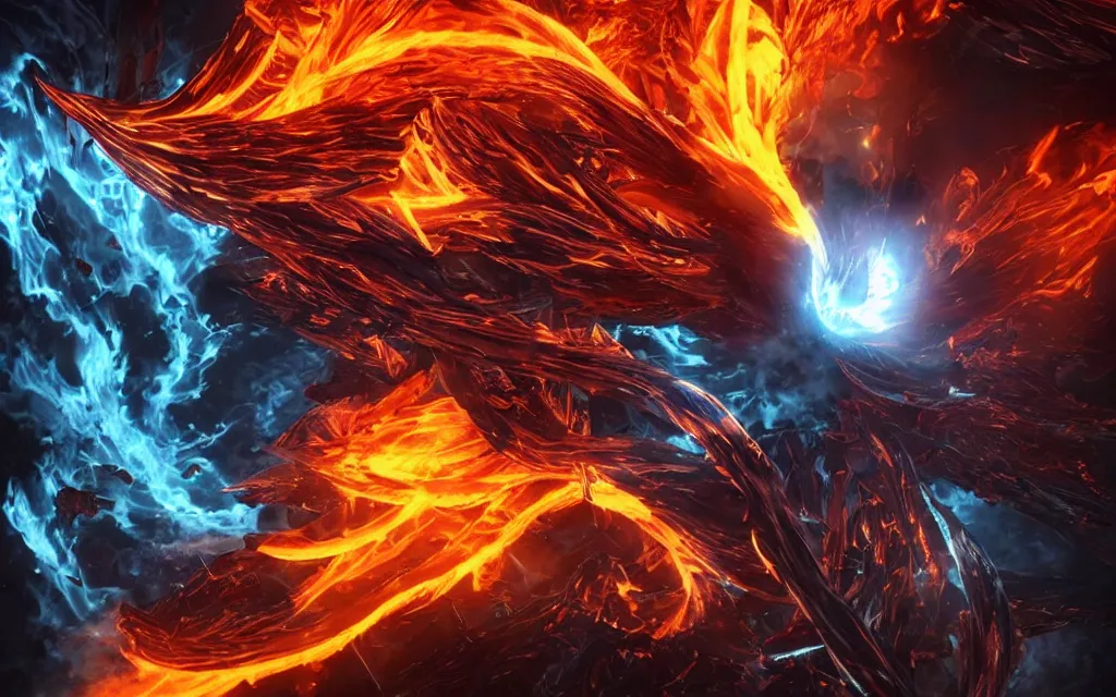 Image similar to flame vortex, phoenix, epic, immortality, divine, epic, shocking atmosphere, cinematic composition