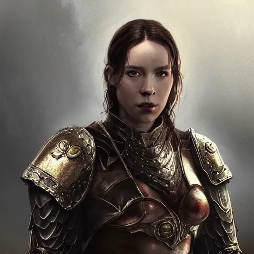 Image similar to unknown the elder scrolls vi character female portrait partially clothed in metal - plated battle armor, atmospheric lighting, painted, intricate, volumetric lighting, beautiful, rich deep colors masterpiece, sharp focus, ultra detailed by leesha hannigan, ross tran, thierry doizon, kai carpenter, ignacio fernandez rios