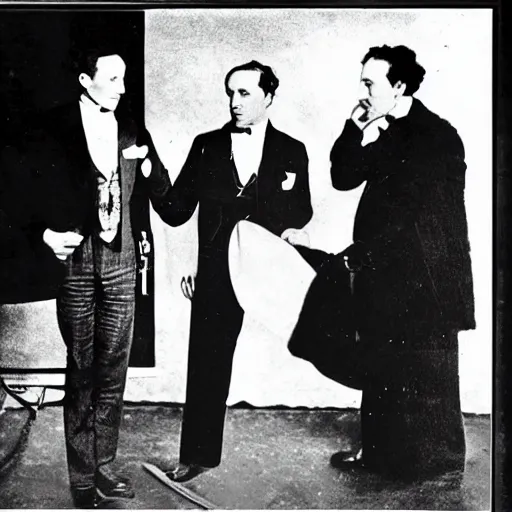 Prompt: Houdini performing a magic trick