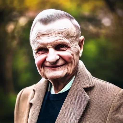 Image similar to outdoor portrait of a karol wojtyła smilling wearing stylish modern clothes, photo taken in 2 0 2 0, detailed, award winning photography