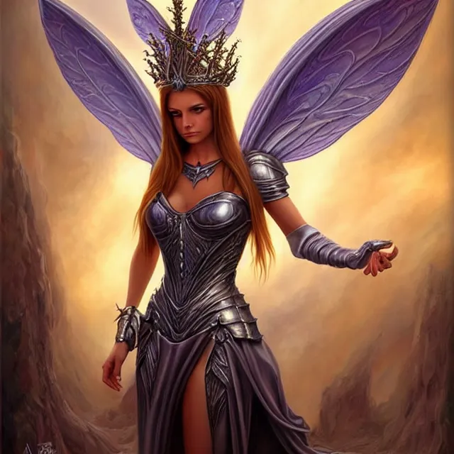 Prompt: beautiful!! adult armoured fairy queen artgerm anne stokes highly detailed 8 k hdr smooth sharp focus high resolution award - winning photo photorealistic