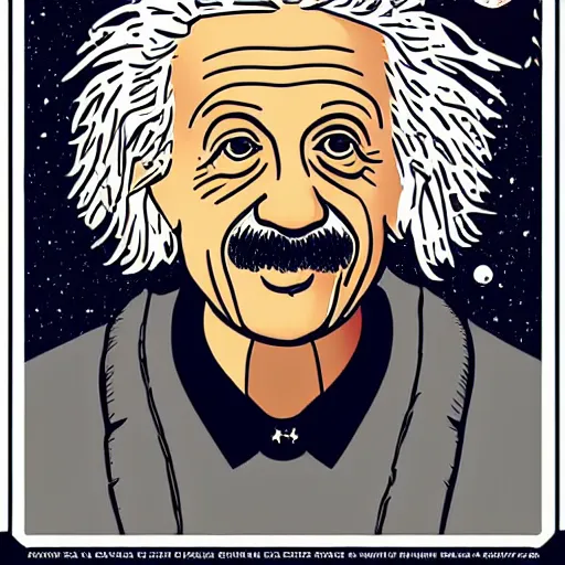 Image similar to portrait of albert einstein in front of a space - time diagram, by laurie greasley