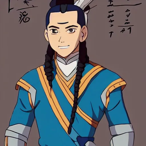 Image similar to sokka from avatar meets callum from the dragon prince, the style of bnha