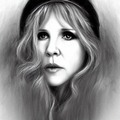 Image similar to beautiful lifelike award winning pencil illustration of stevie nicks trending on art station artgerm cinematic atmospheric